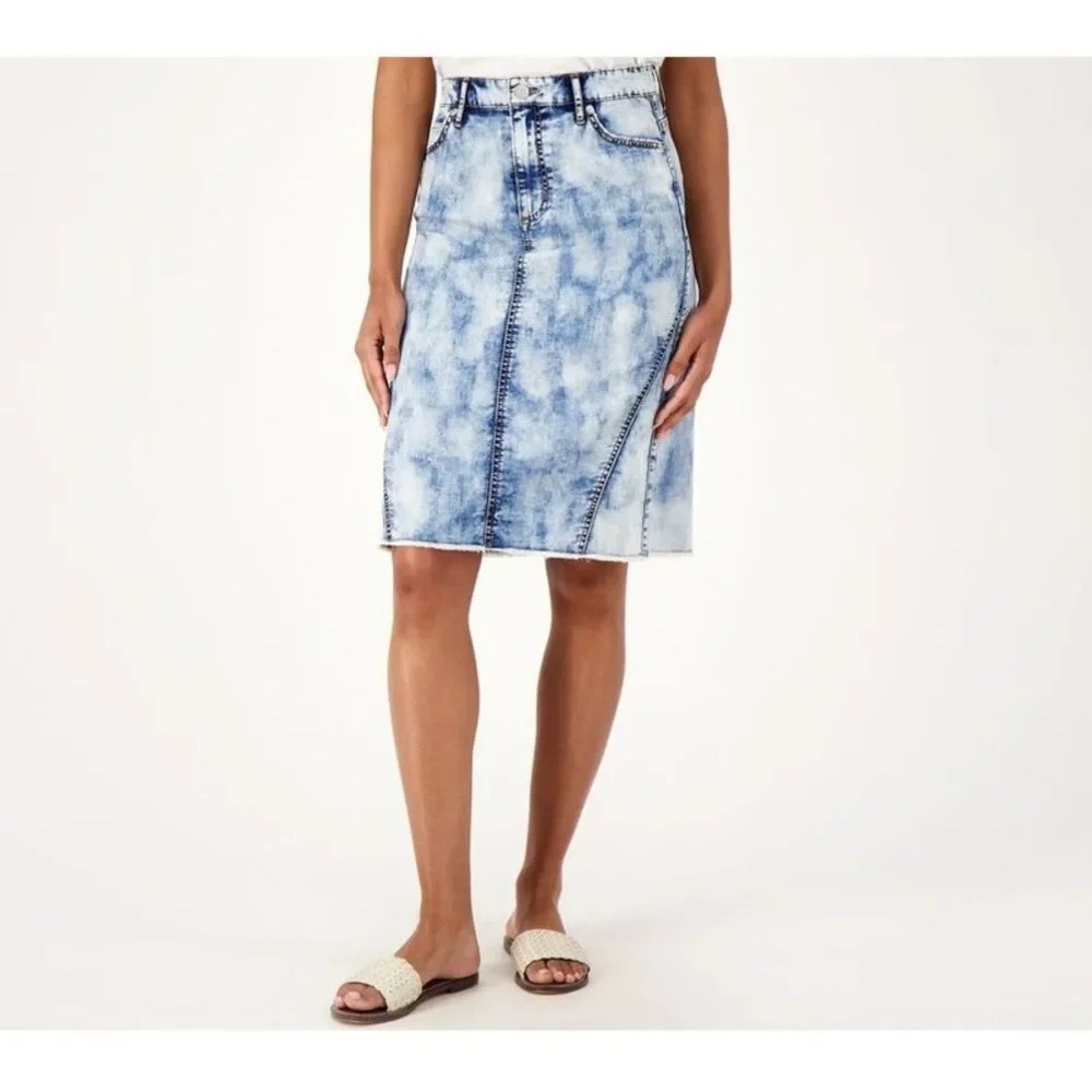 LOGO by Lori Goldstein women 16 knee length a-line denim skirt Grunge Retro Boho